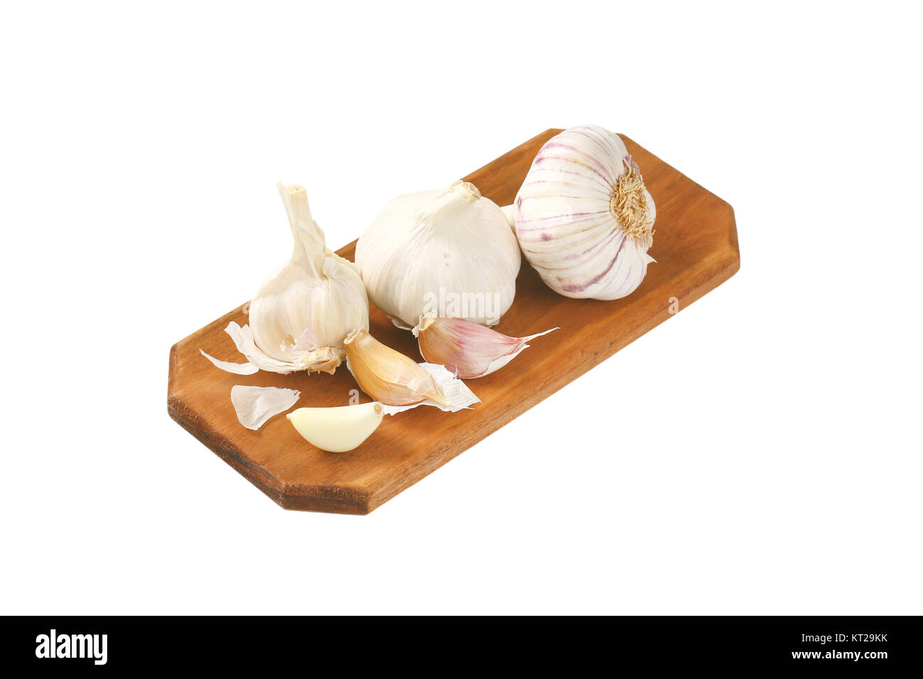 Frischer Knoblauch Zwiebeln und Knoblauchzehen Stockfoto