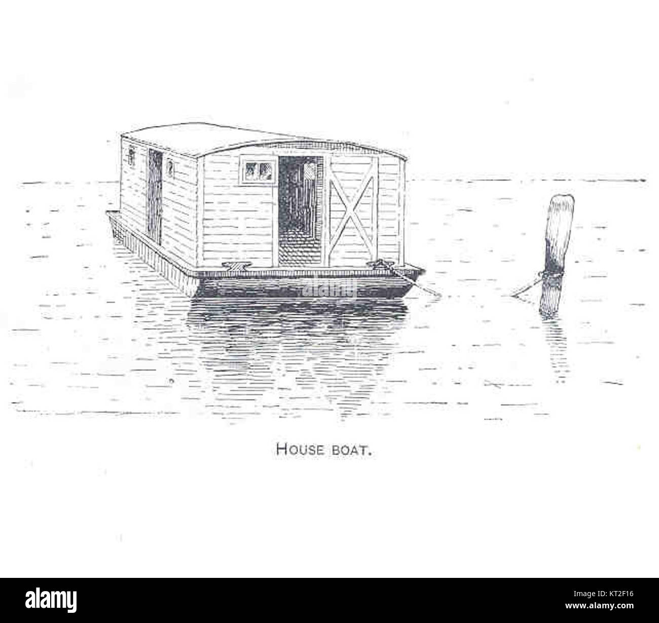 Das Hausboot 33938 ist ein schwimmendes Haus, das wahrscheinlich für Wohnzwecke auf einer Wasserstraße genutzt wird. Es ist ein Lifestyle, der Mobilität mit einem einzigartigen Wohnbereich kombiniert. Stockfoto