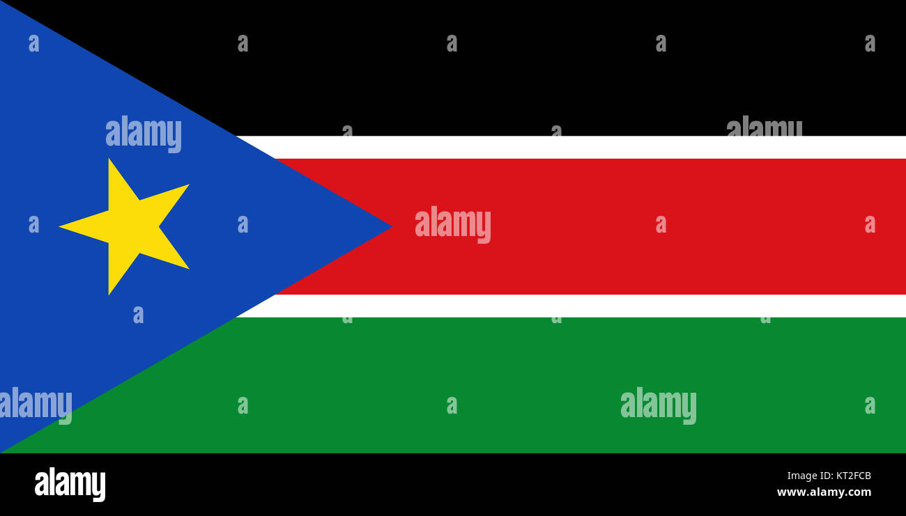 Nationalflagge von Südsudan Stockfoto