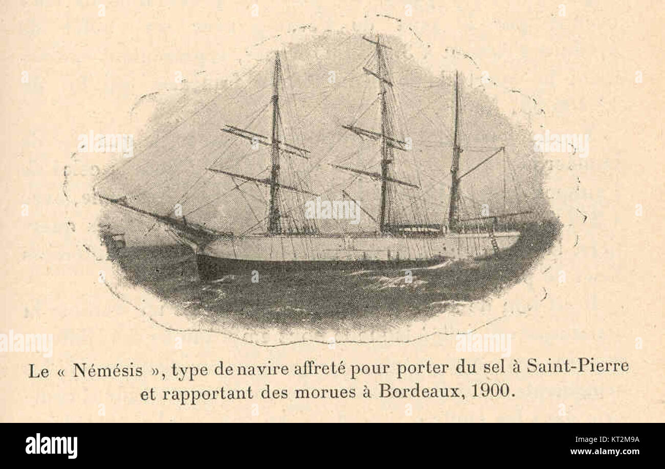 36565 Nemesis, Typ de Navire Affrete pour Porter du Sel ein Saint-Pierre et Rapportant des Morues ein Bordeaux, 1900 Stockfoto