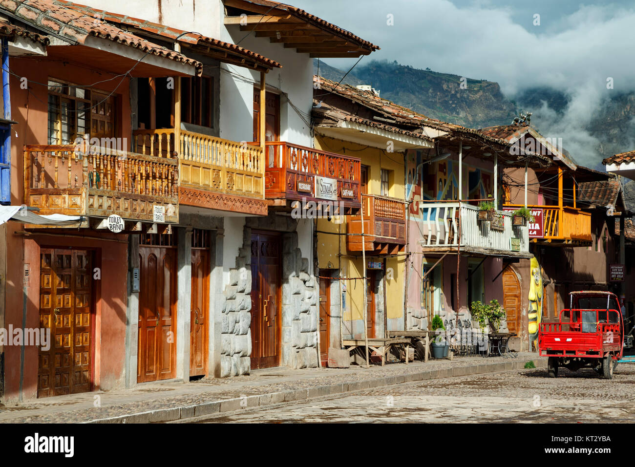 Street Scene, Dorf von Pisac, Cusco, Peru Stockfoto