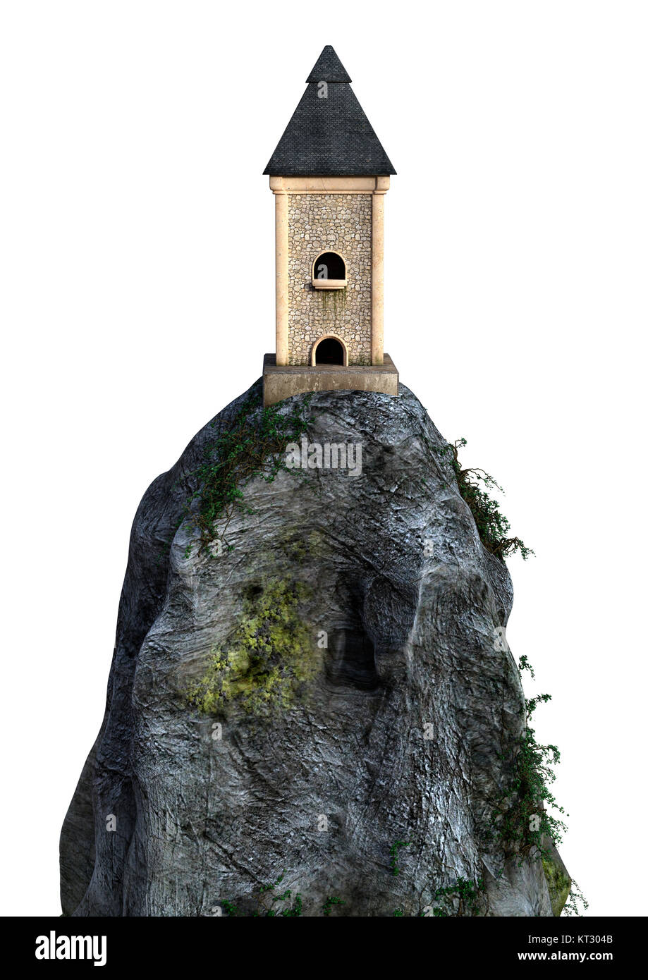 3D-Rendering Märchen Turm auf Weiß Stockfoto