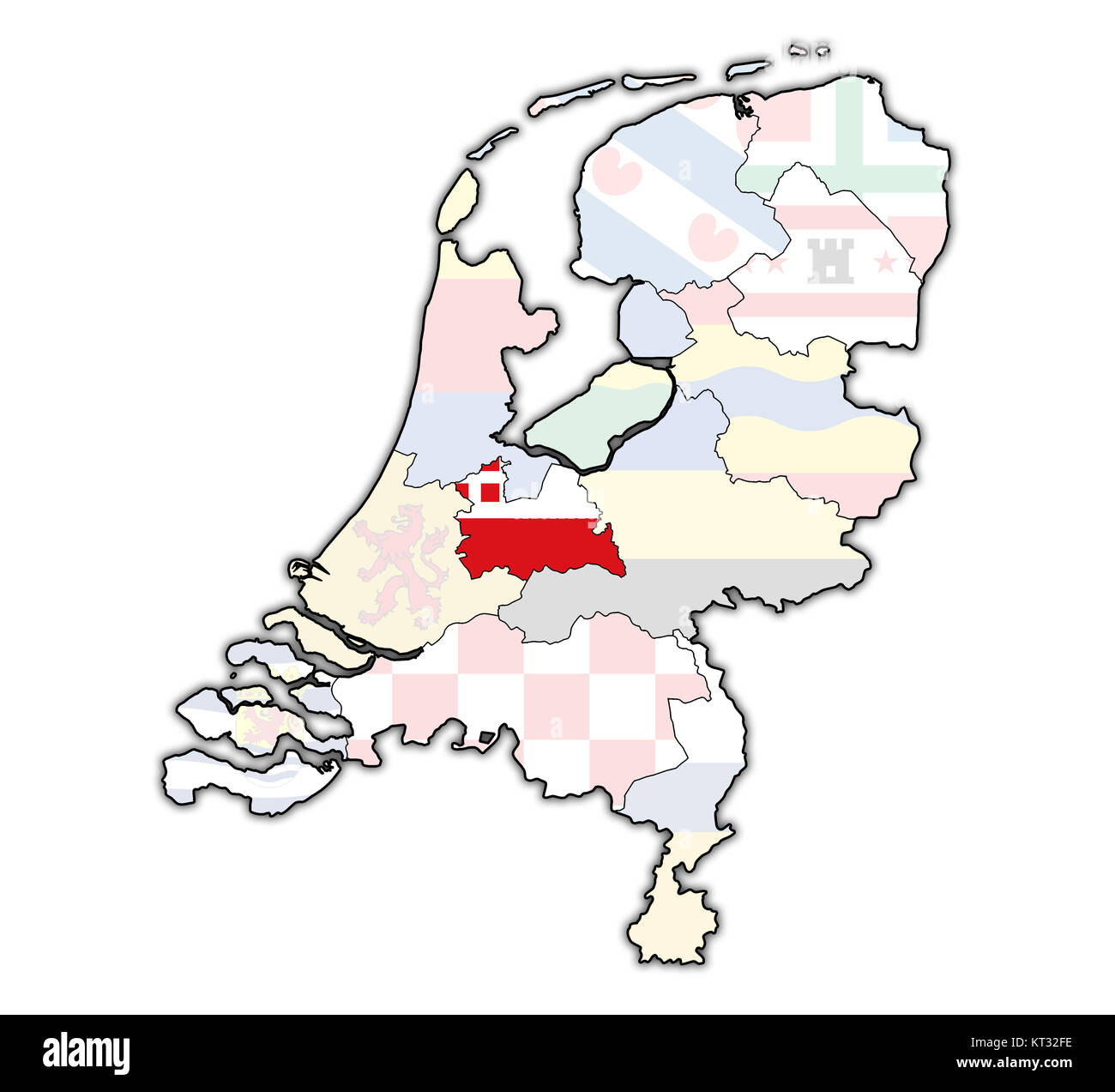 Utrecht auf der Karte von Provinzen der Niederlande Stockfoto