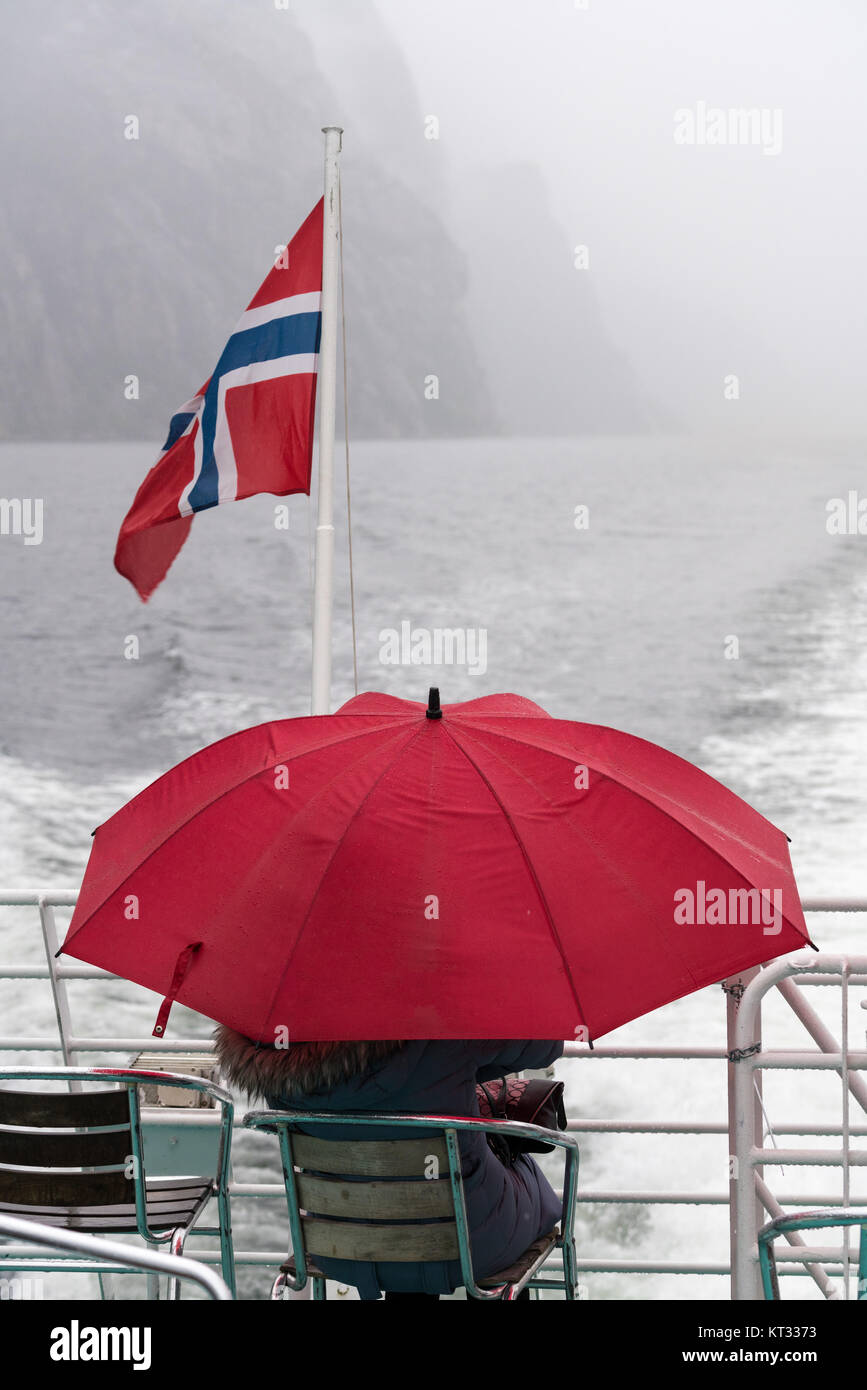 Passagier auf nassen Boot Pulpit Rock zu sehen Stockfoto