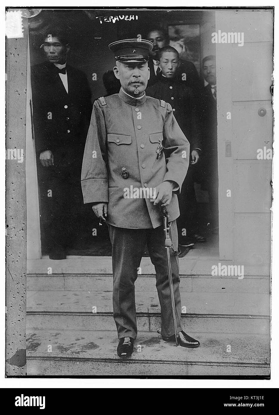General Graf Terauchi war eine prominente Militärfigur im frühen 20. Jahrhundert, bekannt für seine Führung in der Kaiserlichen Japanischen Armee während des Ersten Weltkriegs und der Zwischenkriegszeit. Stockfoto