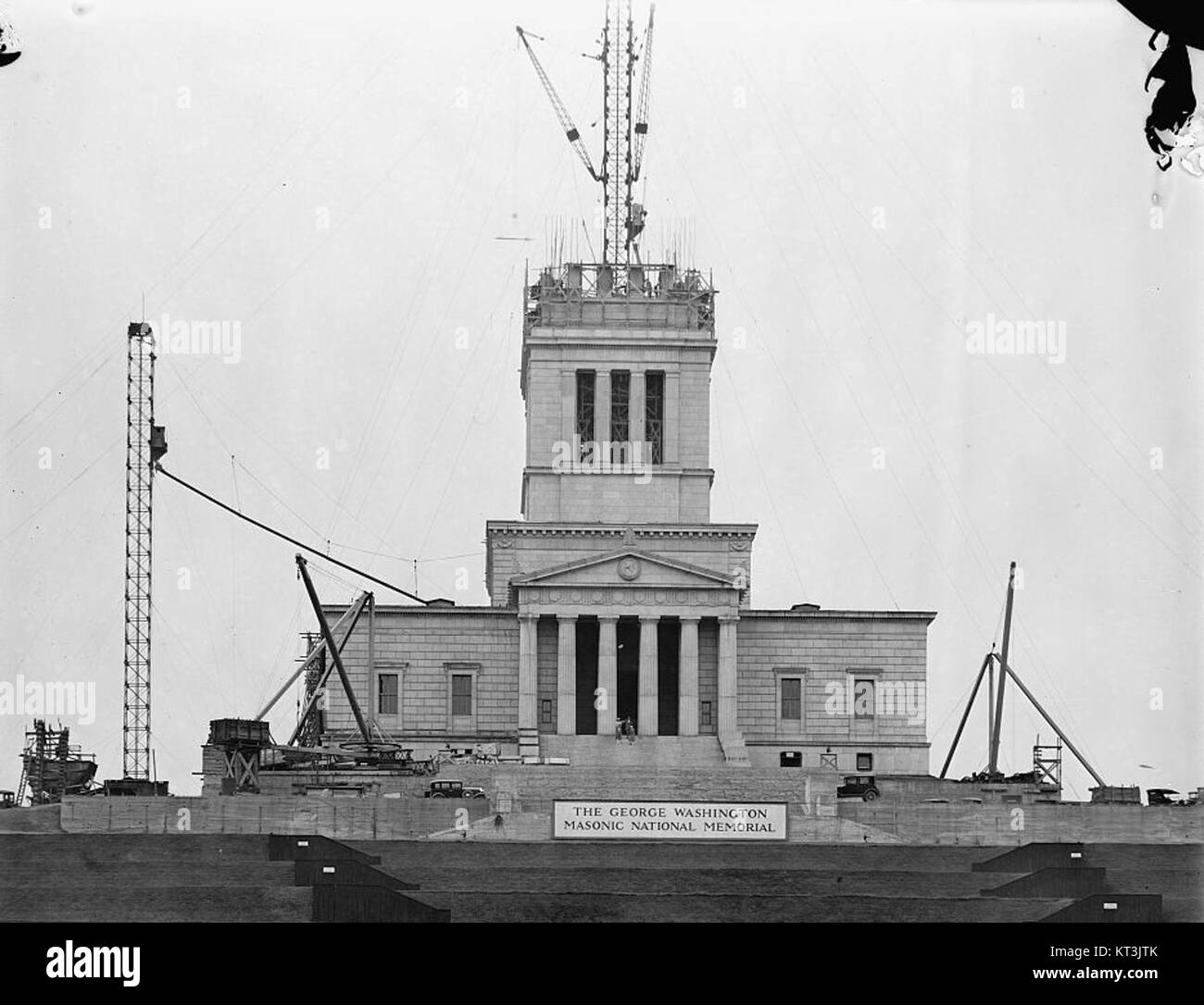 Das im Bau befindliche George Washington Memorial symbolisiert die fortlaufende Entwicklung eines amerikanischen Wahrzeichens, das dem ersten Präsidenten des Landes gewidmet ist. Das Denkmal wird als Hommage an George Washingtons Erbe dienen. Stockfoto