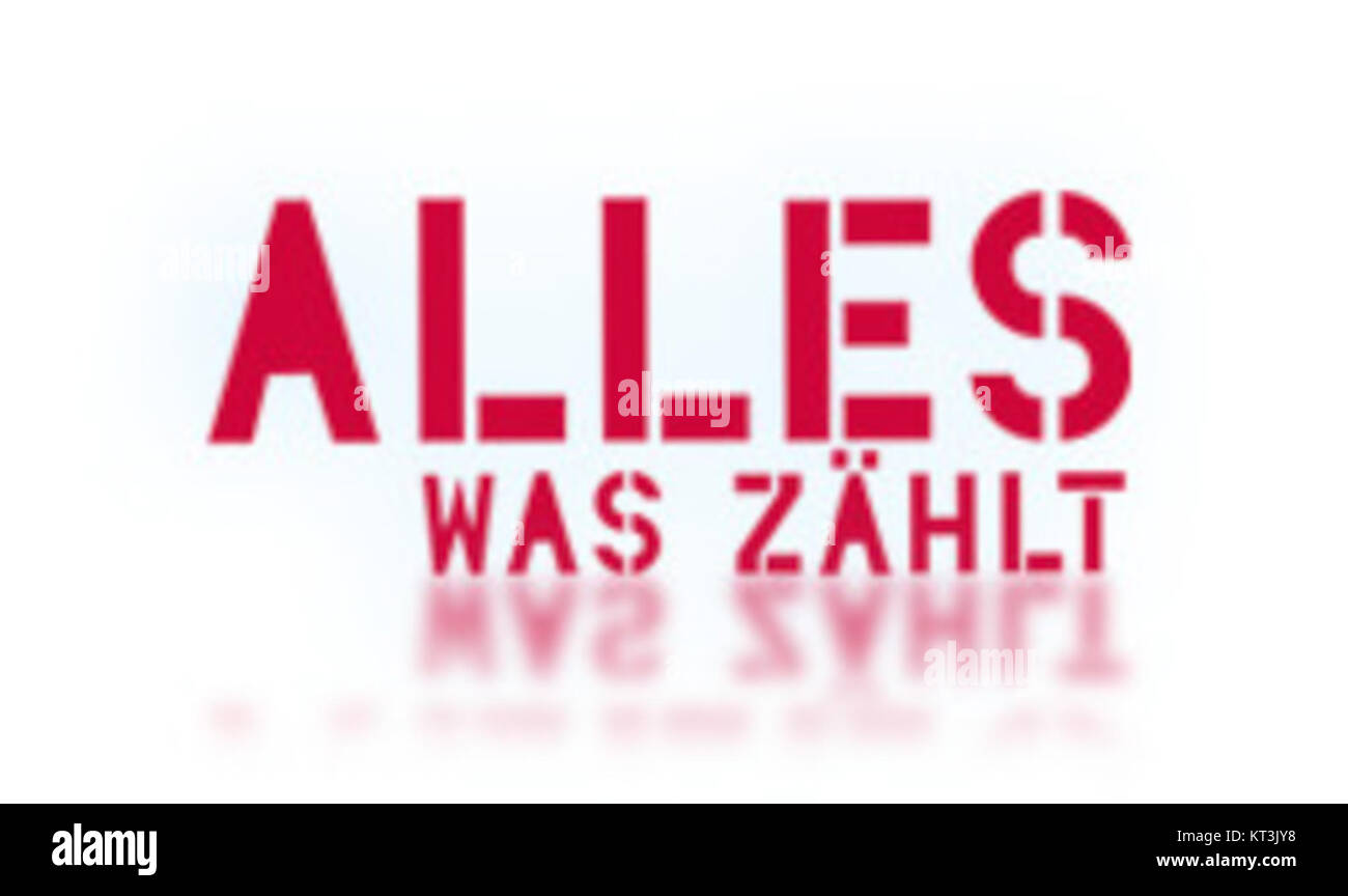 Das Logo der deutschen Fernsehserie alles was zählt, was bedeutet: Alles zählt. Dieses Logo repräsentiert das langjährige Drama, das sich um Familie, Beziehungen und dramatische Wendungen dreht. Stockfoto