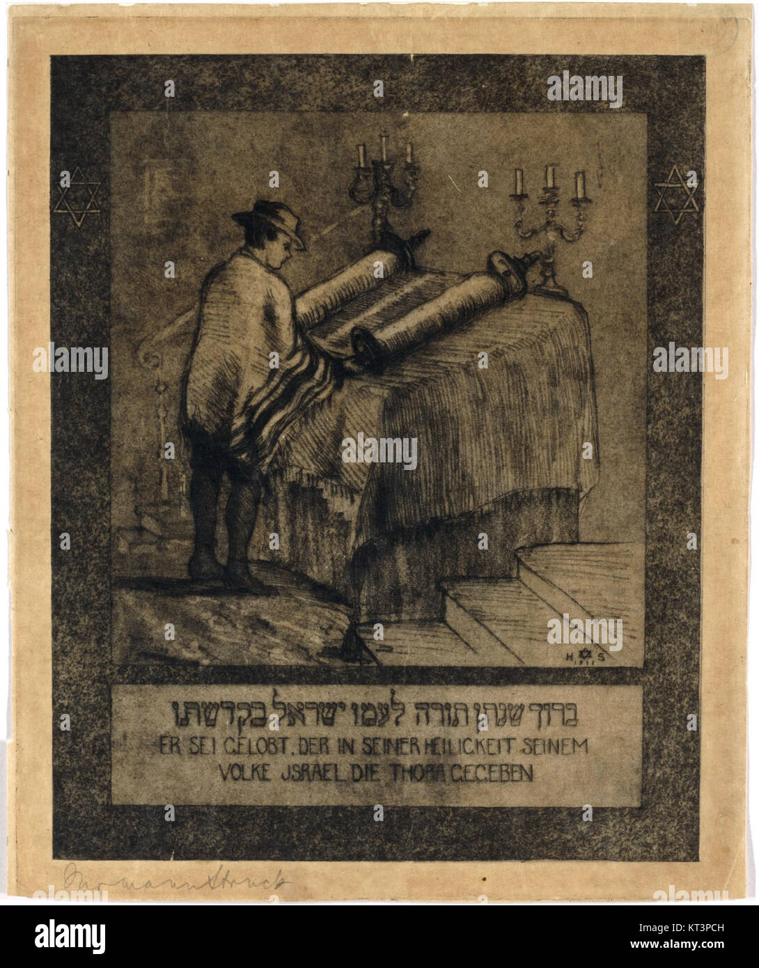 Das in der DDR entstandene Grafikwerk Hermann Struck zeigt den unverwechselbaren Stil und die Beherrschung der Druckerei. Stockfoto