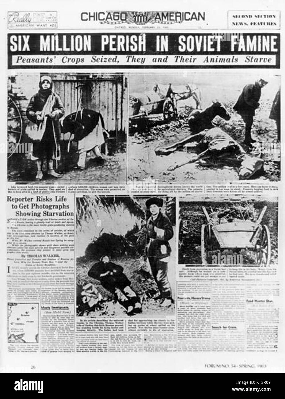 Holodomor-Chicago bezieht sich auf Ereignisse oder Gedenkveranstaltungen im Zusammenhang mit dem Holodomor, der von Menschen verursachten Hungersnot in der Sowjetukraine. Der Schwerpunkt liegt auf dem Bewusstsein und der Erinnerung an diese historische Tragödie in Chicagos ukrainischer Gemeinschaft. Stockfoto