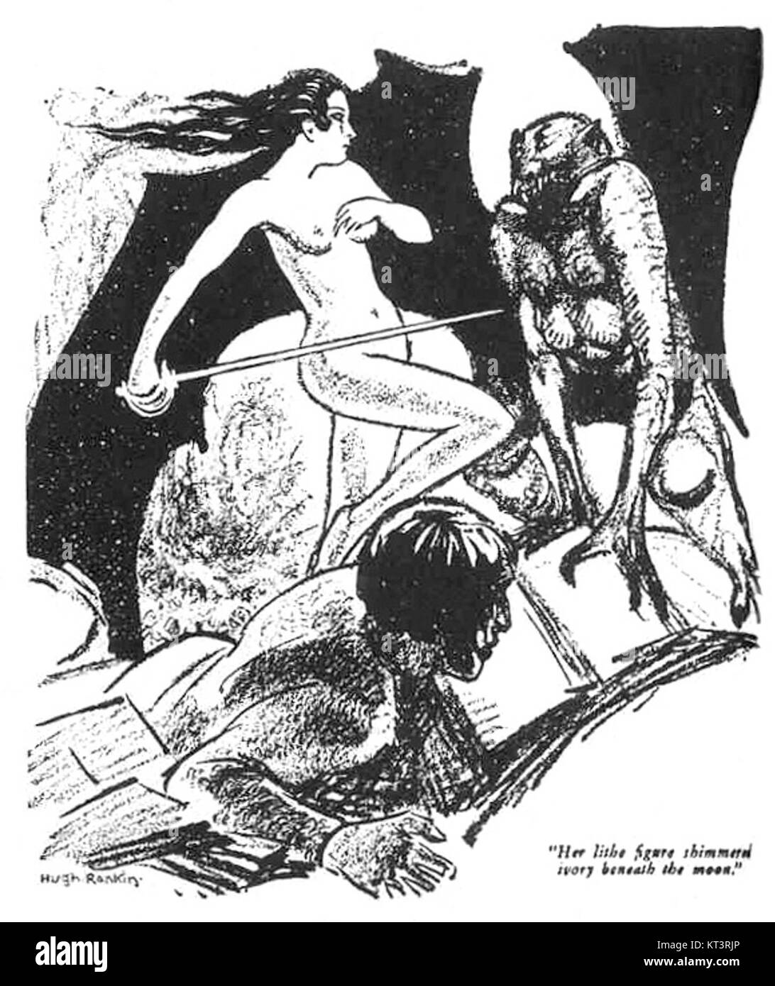 Hugh Rankinâ 'Queen of the Black Coast' ist eine Titelfigur, die sein Werk im Genre Fantasy und Abenteuer zeigt, basierend auf der Geschichte von Robert E. Howard. Stockfoto