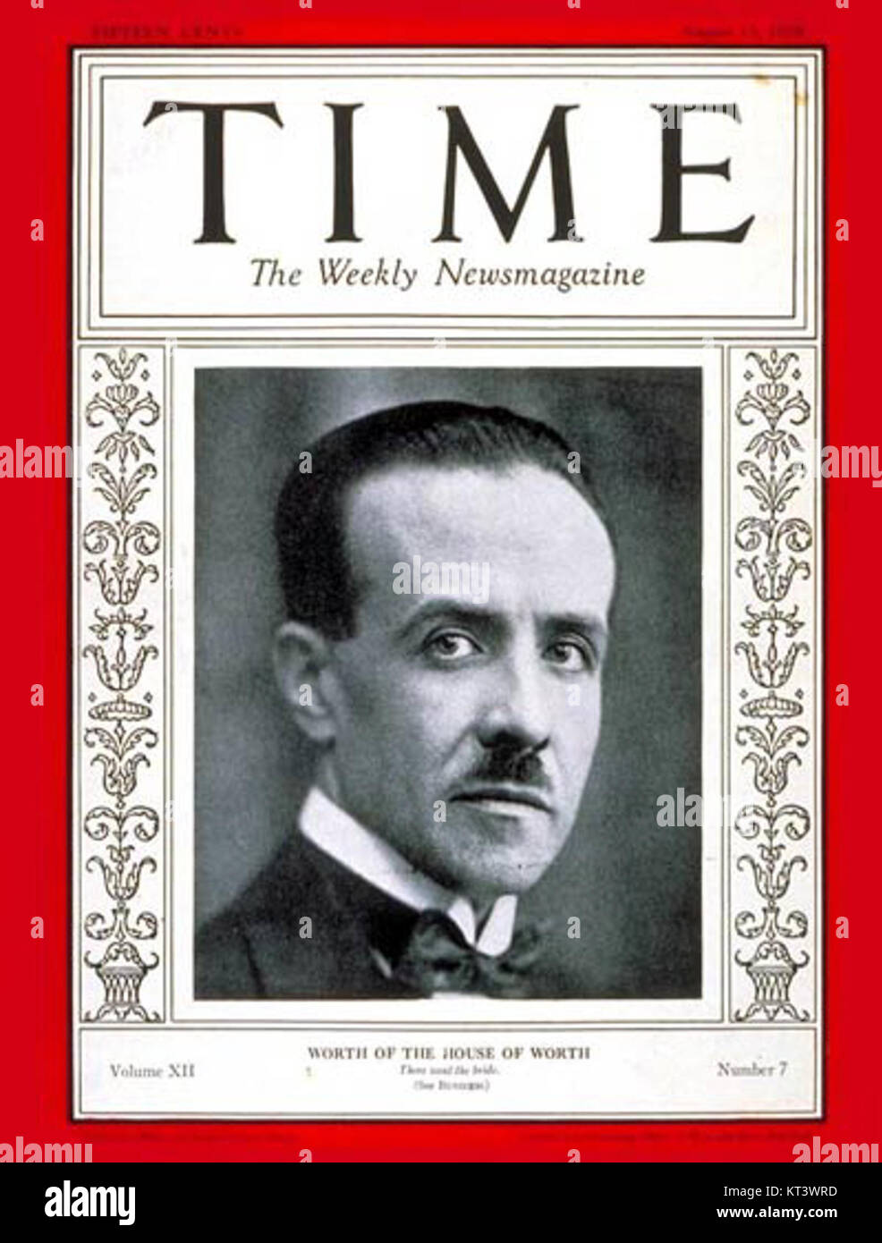 Jean-Charles Wert auf dem Cover des Time Magazine vom 13. 8. 1928 Stockfoto
