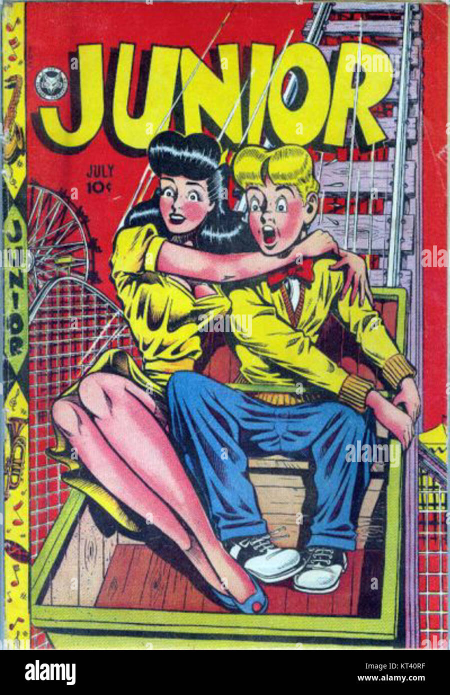 Die Juli 1948 Ausgabe des Junior Magazins fasst die kulturellen und gesellschaftlichen Trends der späten 1940er Jahre ein Das Magazin widmete sich Themen wie Mode, Unterhaltung und Jugendkultur in der Nachkriegszeit. Stockfoto