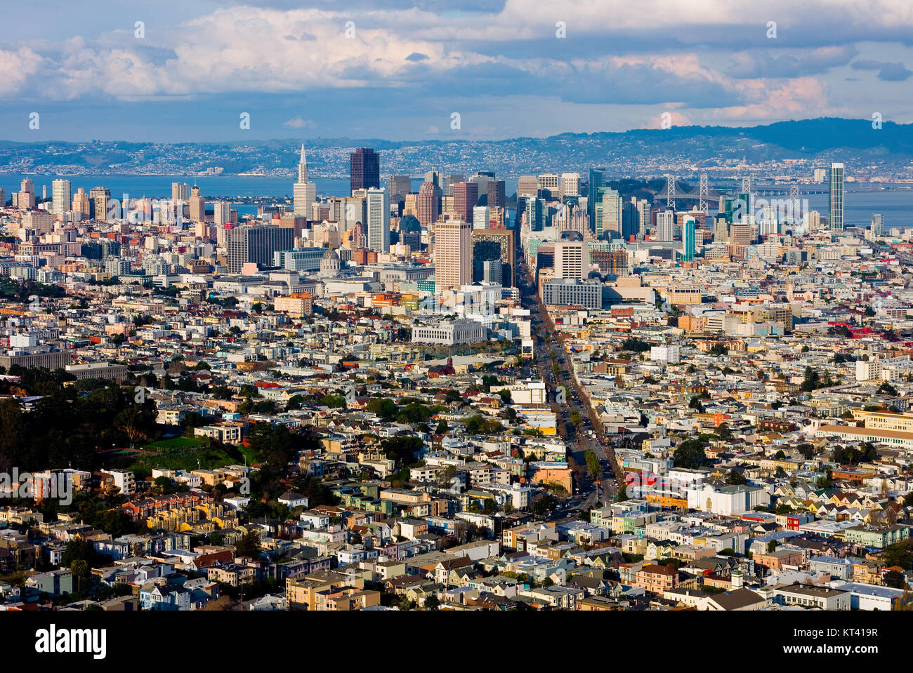 Aeiral Blick auf San Francisco bei Sonnenuntergang Stockfoto