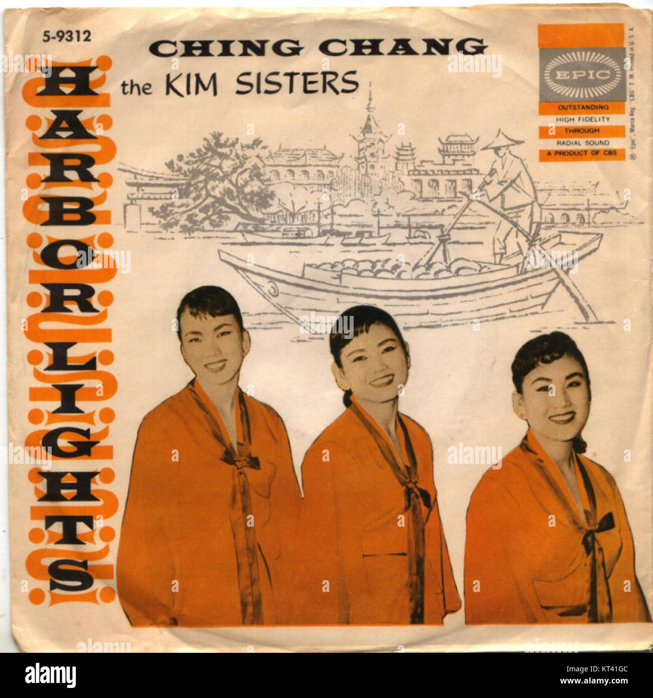 Die US-Single *Harbor Lights* der KIM SISTERS aus dem Jahr 1959 ist eine Popmusik-Veröffentlichung, die ihre harmonischen Vocals und ihren Retro-Sound präsentiert und so zur Musikszene der späten 1950er-Jahre beiträgt Stockfoto