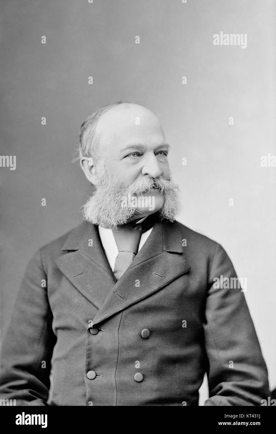 Dieses Porträt von Levi Morton, dem 22. Vizepräsidenten der Vereinigten Staaten, wurde von dem Fotografen Brady-Handy erstellt. Morton diente unter Präsident Benjamin Harrison und war eine prominente politische Persönlichkeit im späten 19. Jahrhundert. Stockfoto
