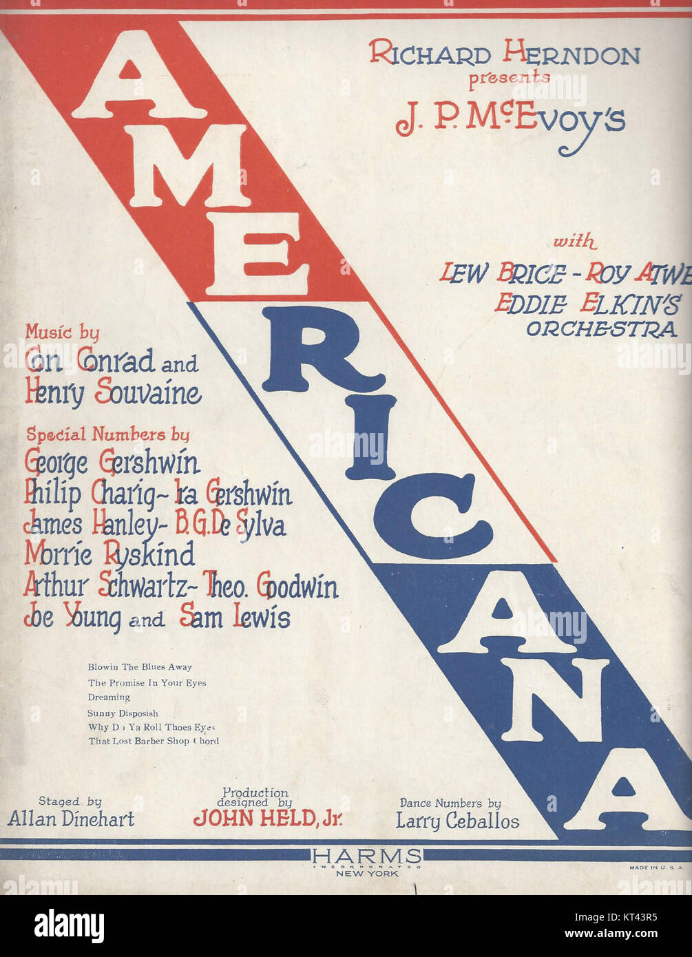 Americana Revue ist eine musikalische Vorstellung oder Show, die verschiedene Aspekte der amerikanischen Kulturgeschichte zeigt, insbesondere ihre Musik, Kunst und Aufführungstraditionen. Stockfoto