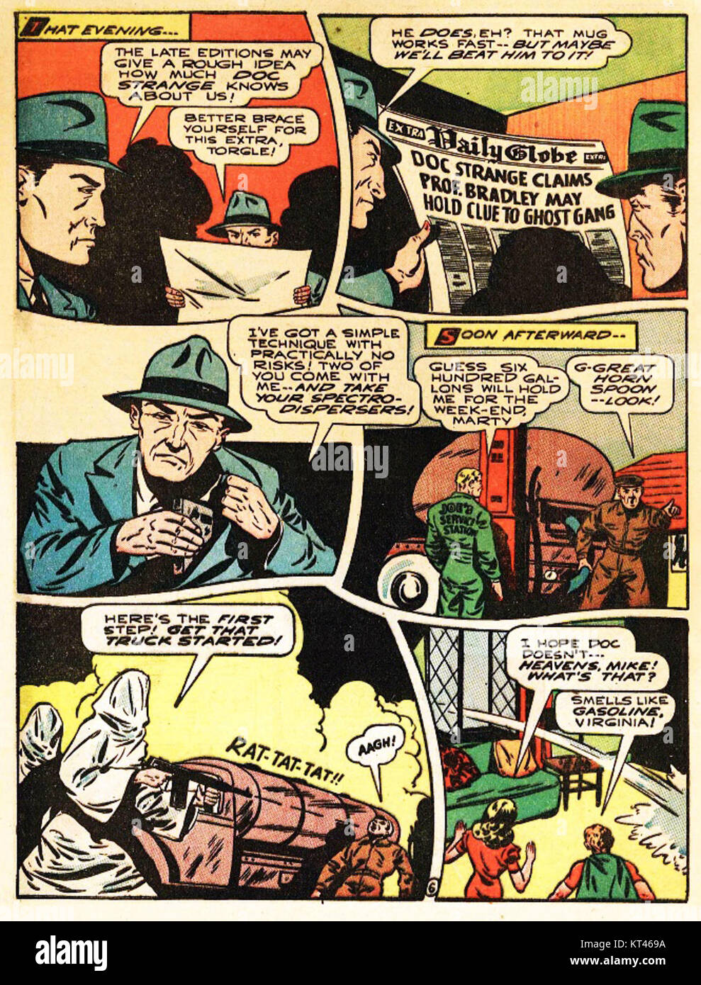 „Americas Best Comics“ (2044) stellt eine zukünftige Comicserie dar, die Themen der amerikanischen Kultur, Superheldengenres und Erzählkunst in einem visuellen Medium untersucht. Stockfoto