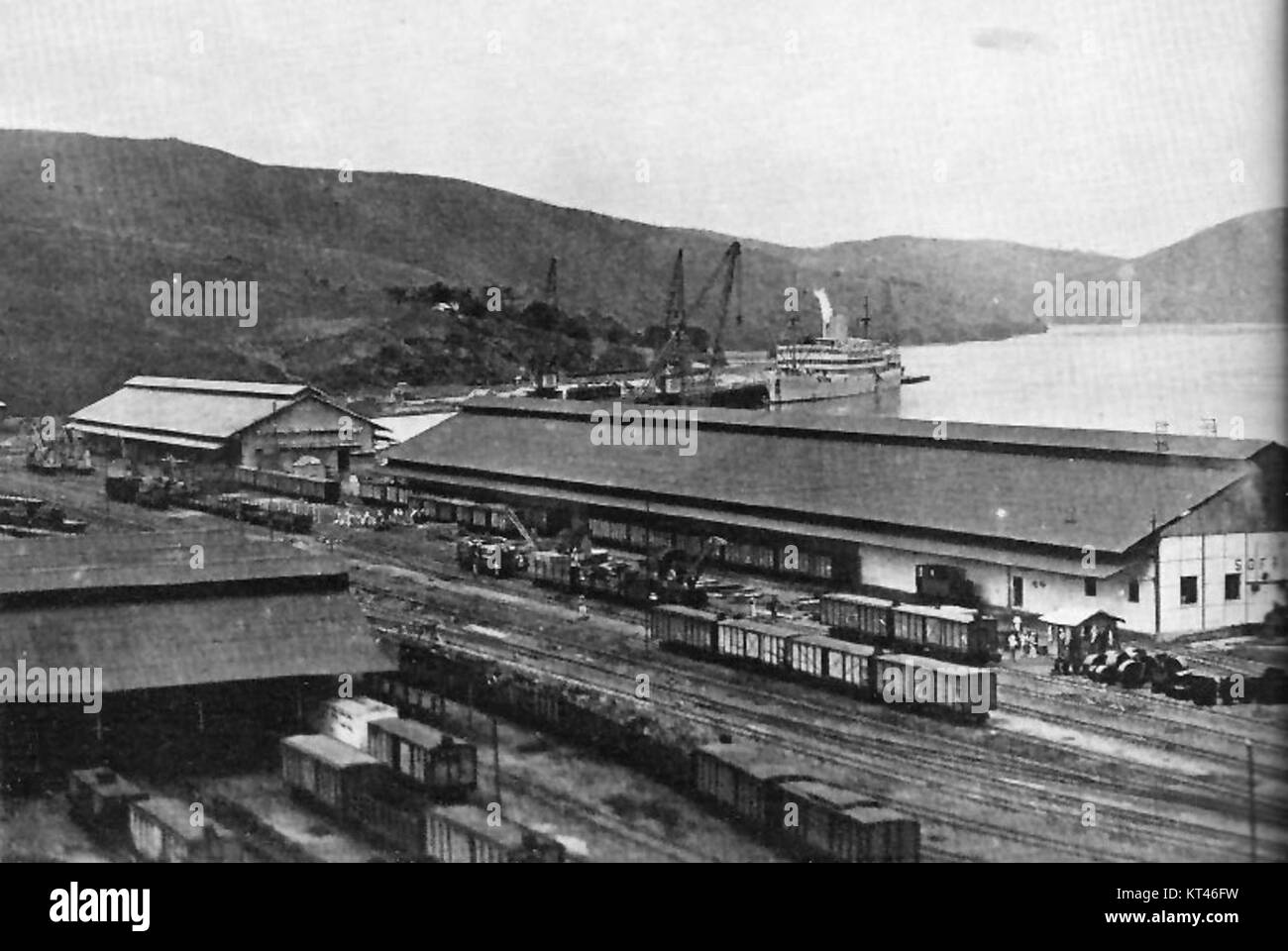 Matadi Port befindet sich in der Demokratischen Republik Kongo und ist ein wichtiger Hafen für die Region. Sie spielt eine Schlüsselrolle in der Wirtschaft der countryâ, da sie in erster Linie Export- und Importtransporte abwickelt. Stockfoto