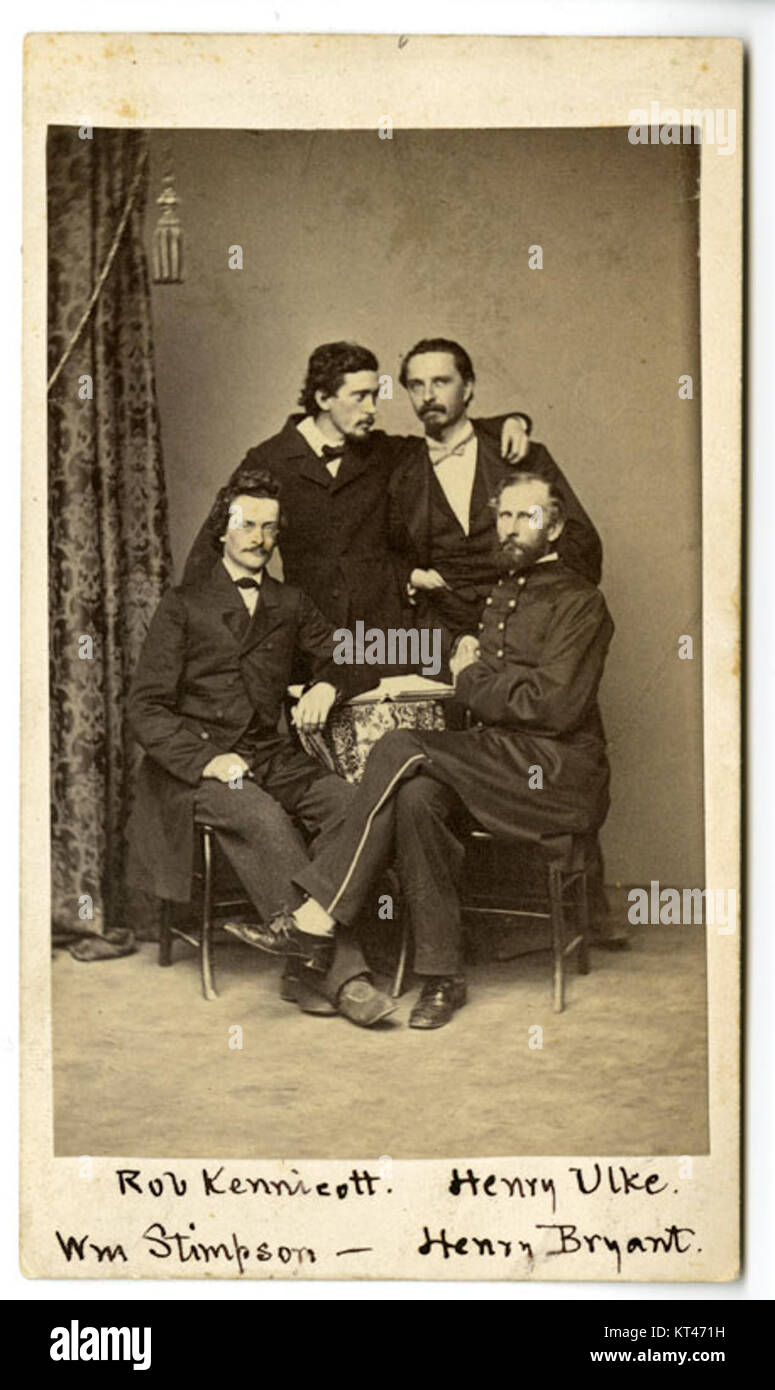 Megatherium club Mitglieder Robert Kennicott, Henry Ulke, Henry und William Bryant Stimpson Stockfoto