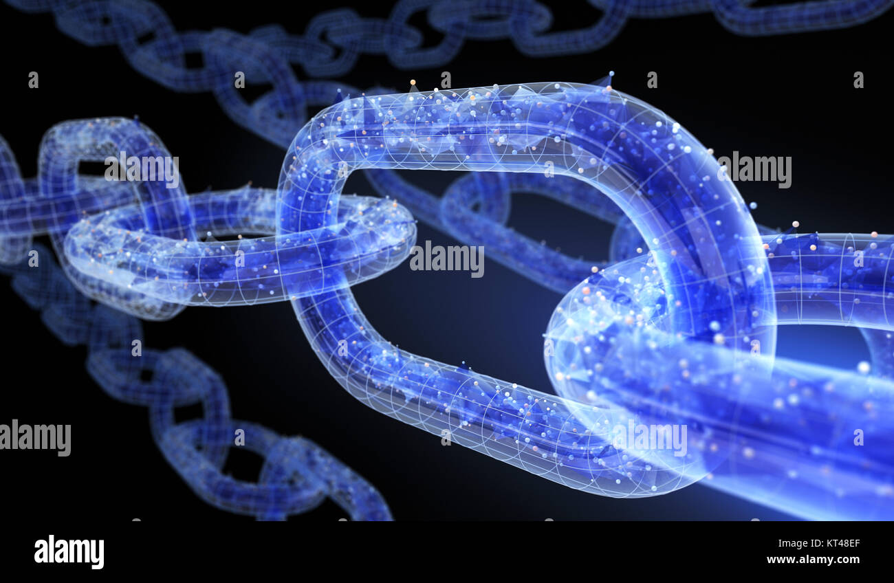 Die Kette mit den Daten. 3D-Darstellung Stockfoto