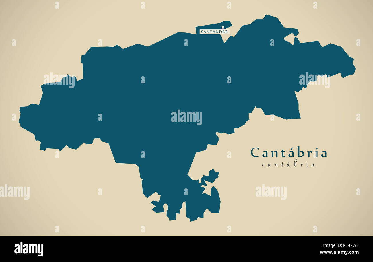Moderne Karte - Kantabrien Spanien ES Abbildung Stockfoto