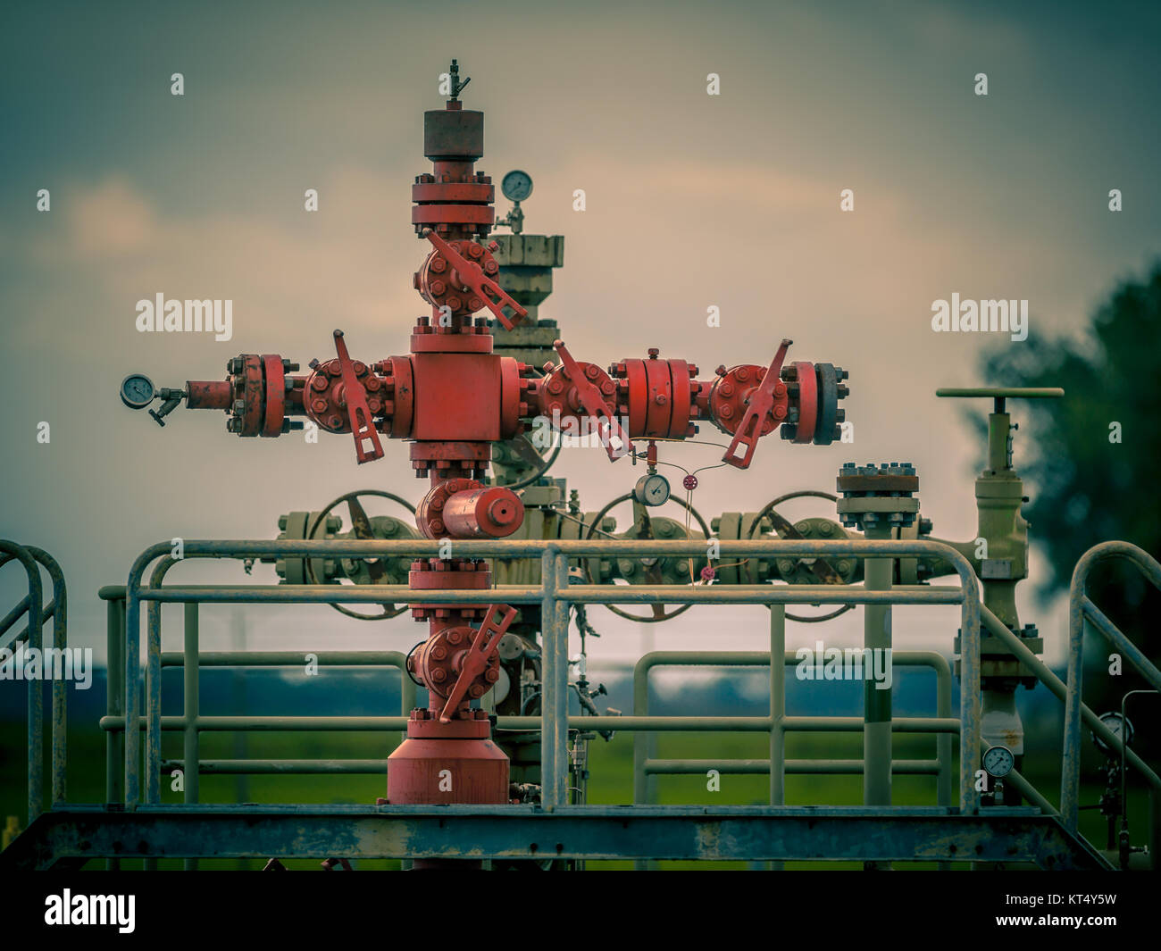 Jahrgang gut Kopf einer Gas Field Station in den Niederlanden Stockfoto