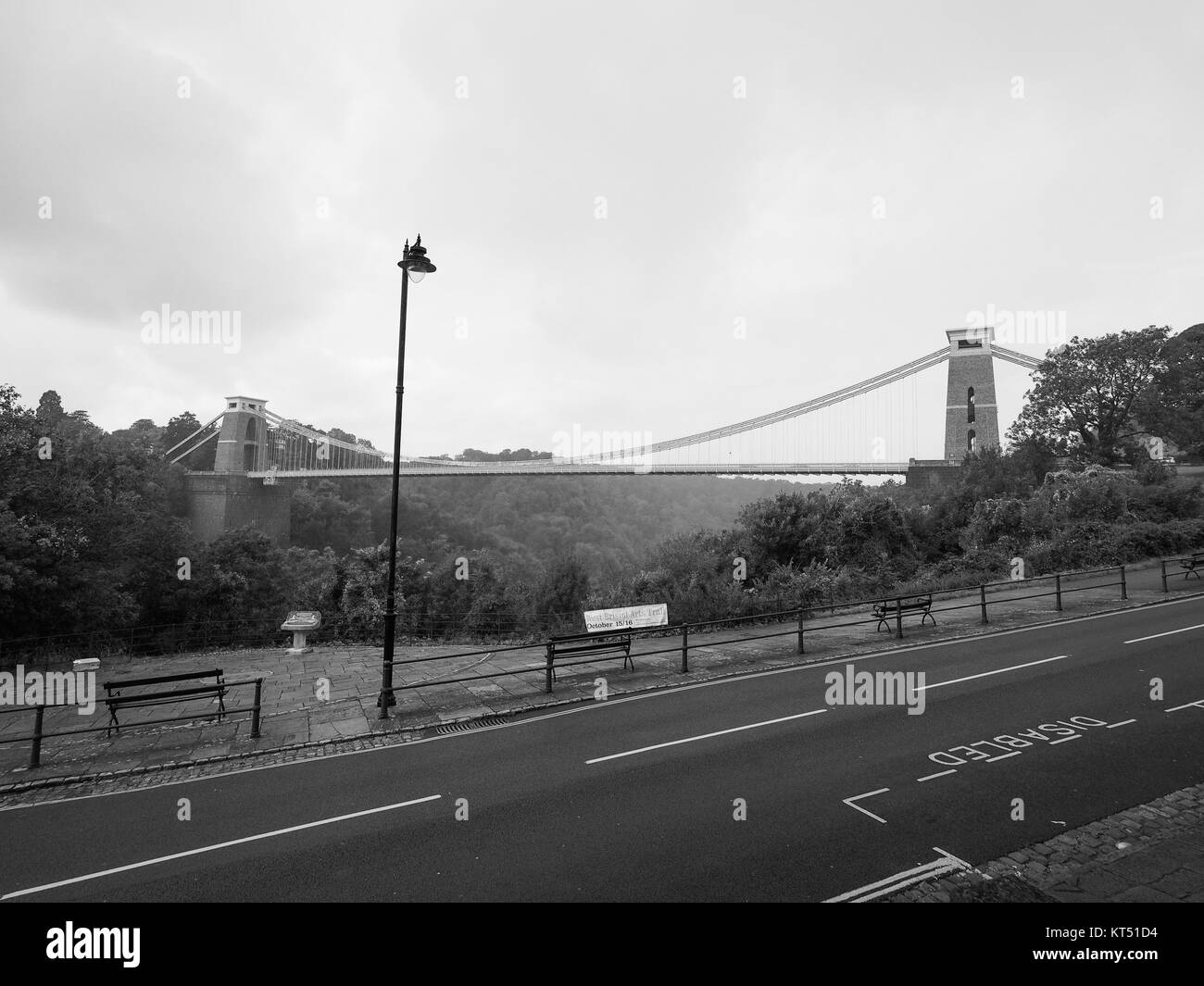 Clifton Suspension Bridge in Bristol in Schwarz und Weiß Stockfoto