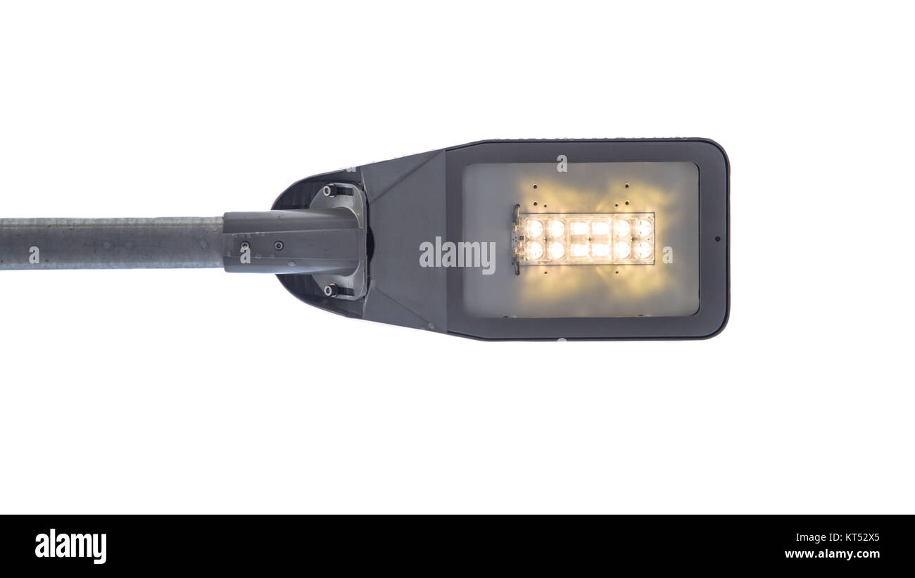 Moderne LED-straßenleuchte Scheinwerfergehäuse auf weißem Hintergrund Stockfoto