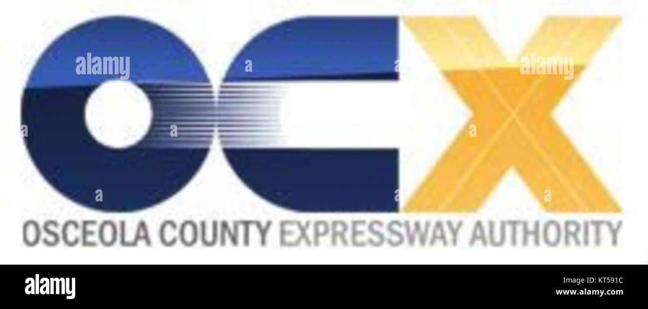 Das Osceola County Expressway Authority-Logo repräsentiert die für die Überwachung der Schnellstraßensysteme im Osceola County, Florida, zuständige Behörde. Sie ist an der Planung und Verwaltung der Verkehrsinfrastruktur beteiligt. Stockfoto