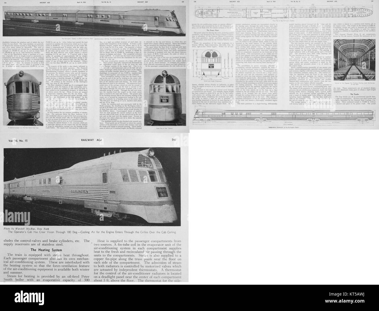 Foto des Pioneer Zephyr, ein bahnbrechender Dieselzug, der 1934 eingeführt wurde und einen bedeutenden Fortschritt in der Bahntechnik und -Konstruktion markiert. Stockfoto