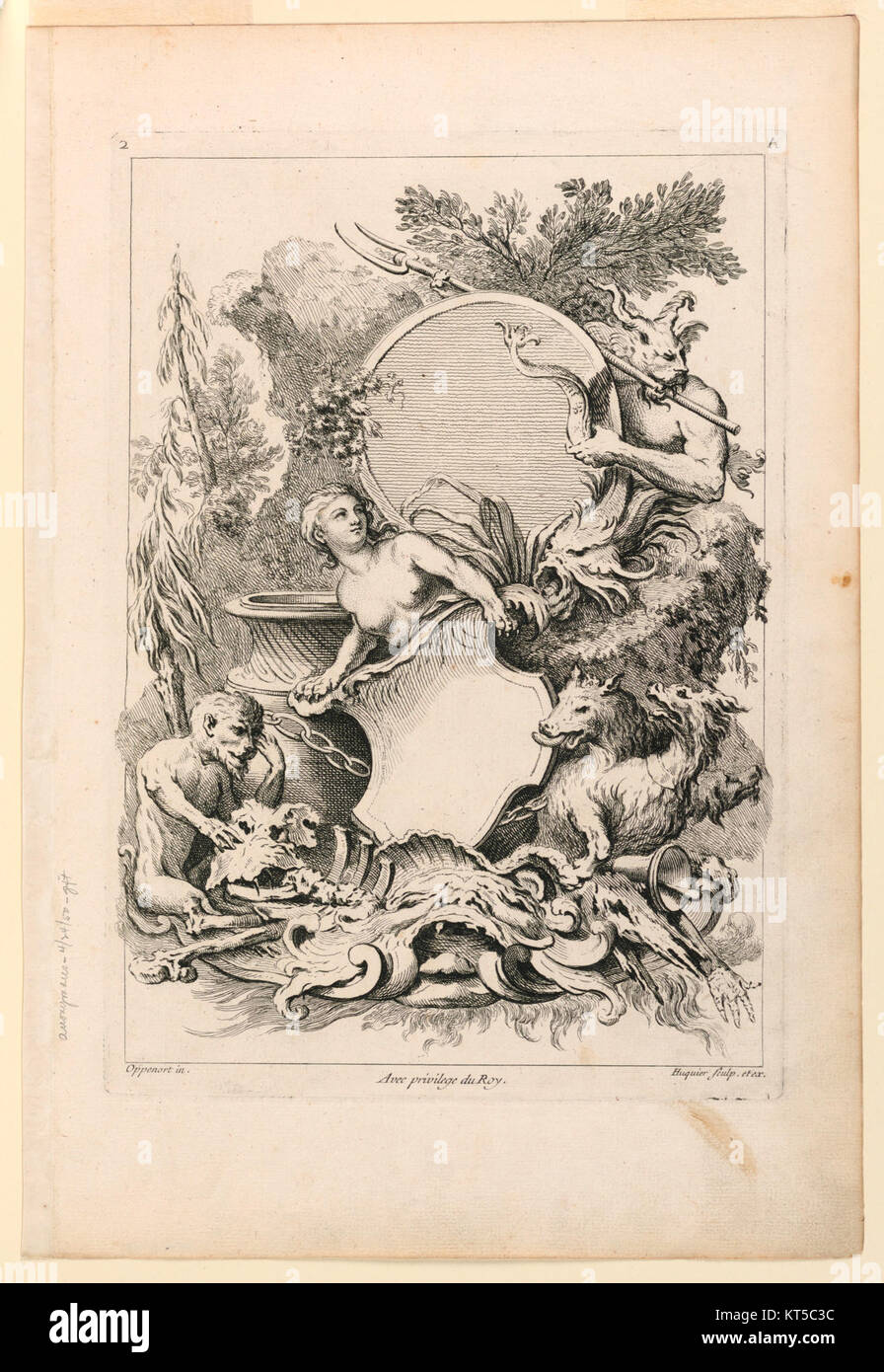 Dieser Druck ist ein französisches Kunstwerk, möglicherweise eine Lithographie oder ein Gravur, hergestellt in Frankreich. Das Stück ist mit der Katalognummer CH 18428351 gekennzeichnet, was es als bemerkenswertes Werk in einer Sammlung kennzeichnet. Stockfoto