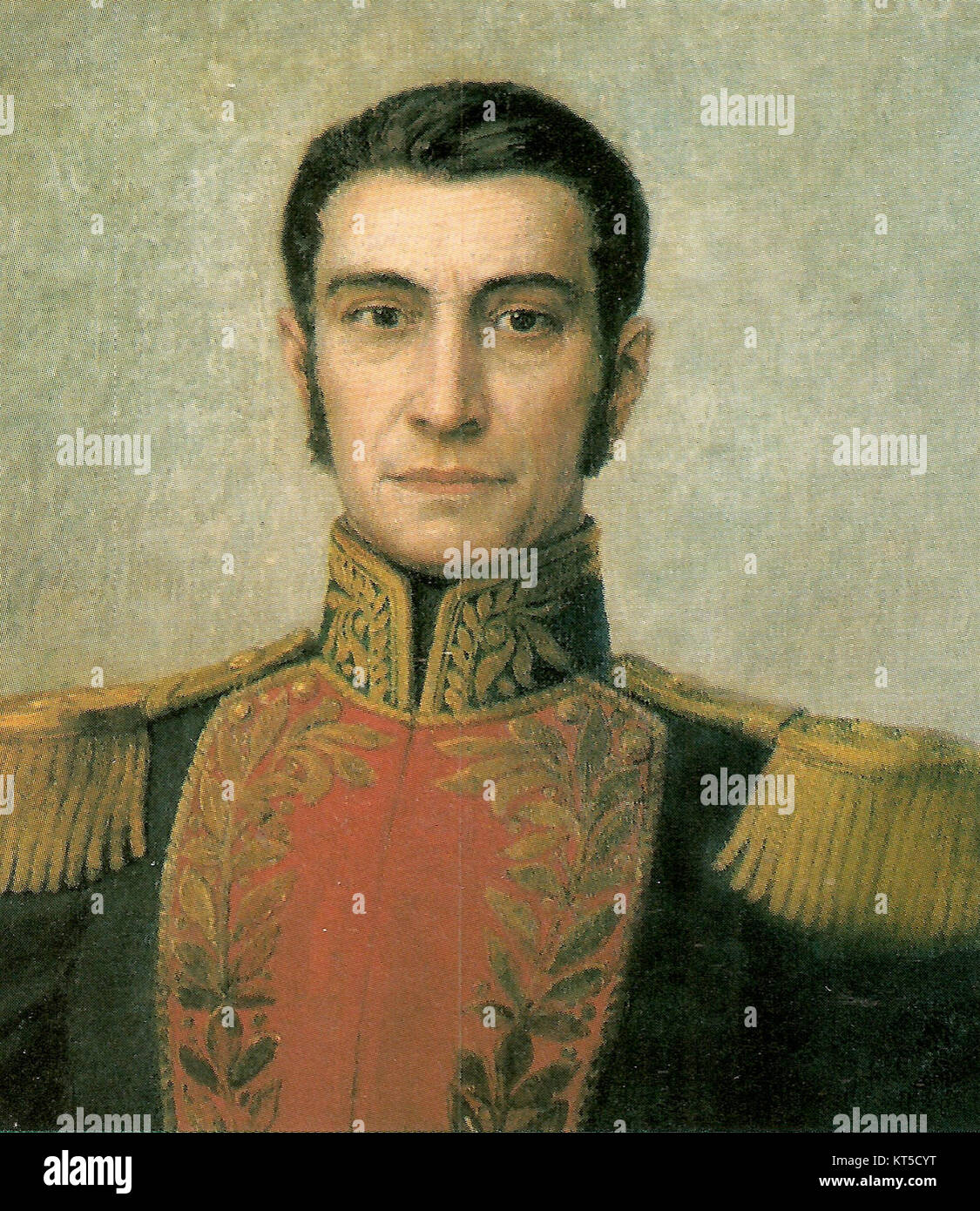 Ein Porträt von Rafael Urdaneta, erstellt von Carlos Willet im Jahr 2012, das den venezolanischen Militärführer und die politische Figur darstellt. Urdaneta ist bekannt für seine Rolle in der venezolanischen Unabhängigkeitsbewegung. Stockfoto