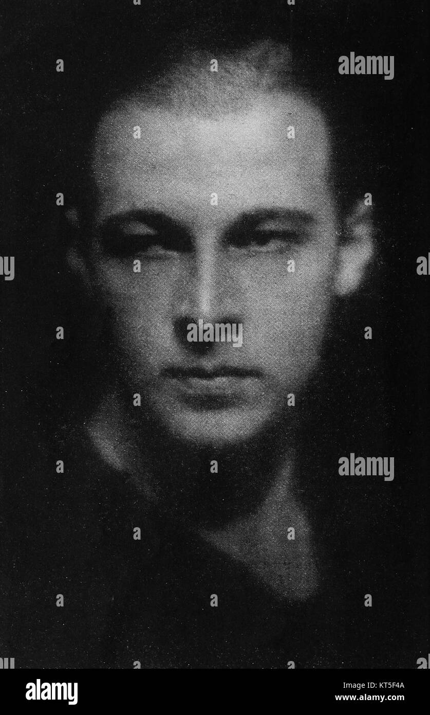 Rudolph Valentino, ein berühmter Schauspieler der Stummfilmzeit, wurde im November 1928 im Picture-Play Magazin vorgestellt, wo er seine Beiträge zum Kino feierte. Stockfoto