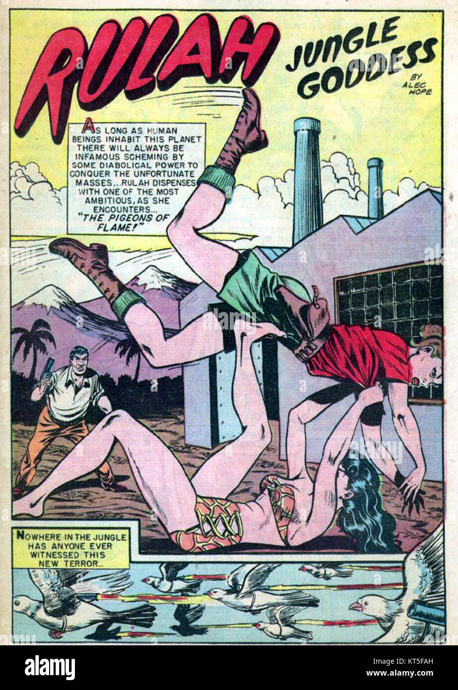 Rulah ist eine Figur, die in den 1940er Jahren in Comics zu sehen war Sie wurde 1940 gegründet und war eine prominente Figur in amerikanischen Comicbüchern und verkörperte den abenteuerlichen Geist des Genres. Die Serie zeichnet sich durch ihre Mischung aus Action und Intrige aus. Stockfoto