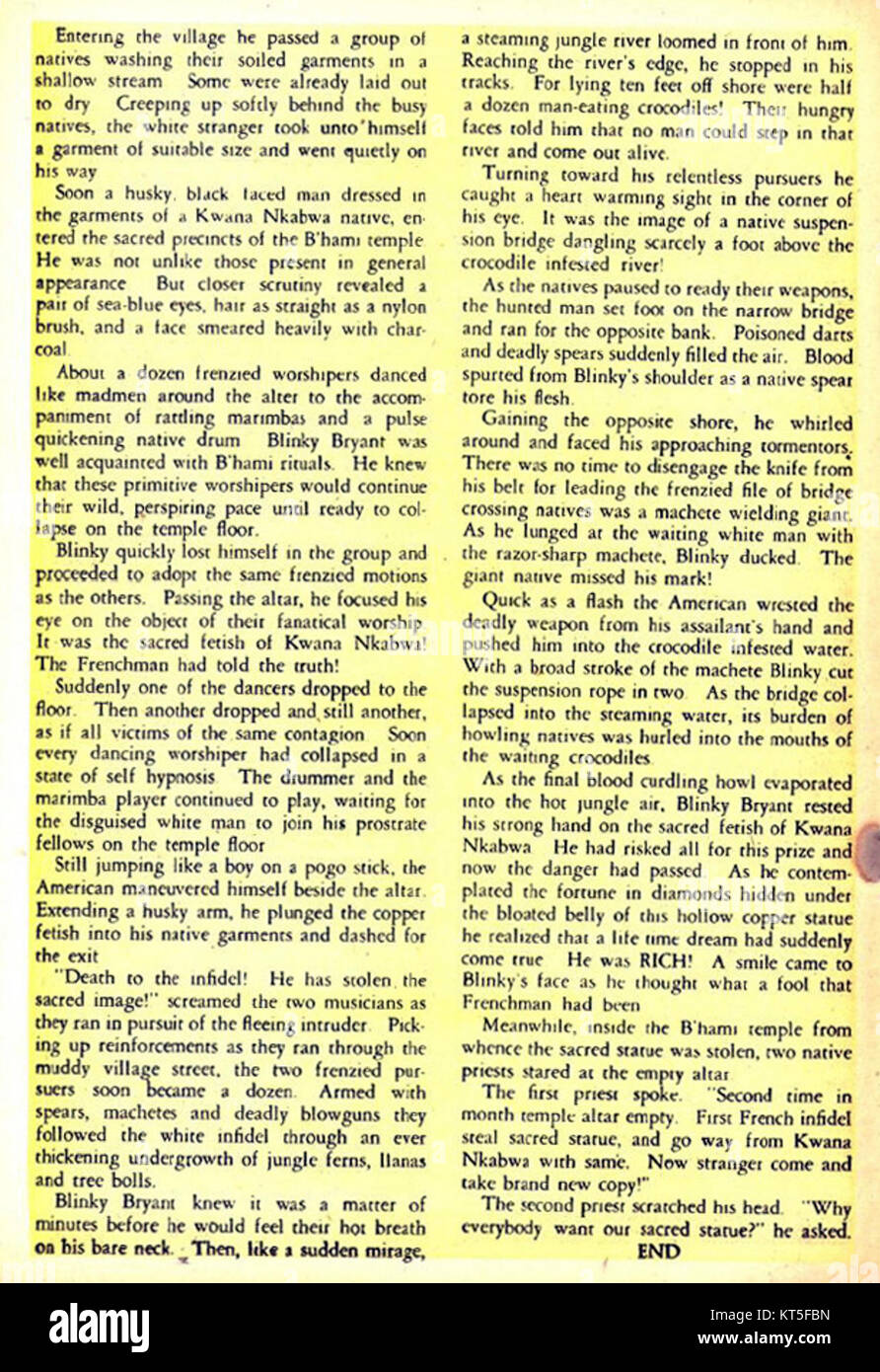 Rulah war Anfang des 20. Jahrhunderts eine beliebte Comicfigur, die für ihre Abenteuer als Dschungelmädchen bekannt war. Sie wurde zu einer ikonischen Figur in Pulp-Magazinen und Comicbüchern und repräsentierte das Genre von Action und Abenteuer. Stockfoto