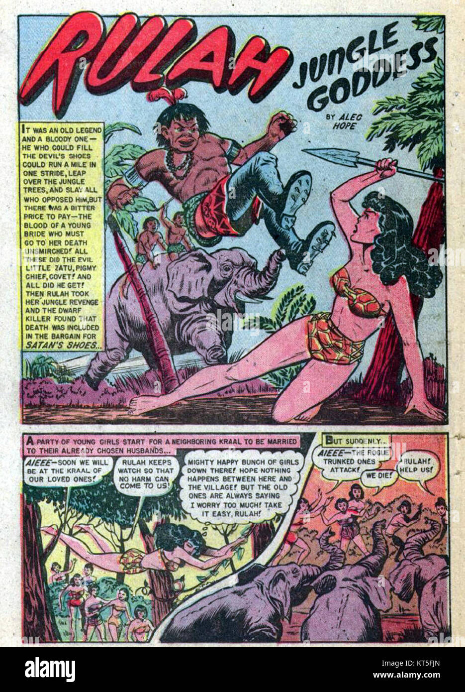 Rulah ist eine fiktive Figur, die für ihre heroischen Abenteuer bekannt ist und oft in Comics und Illustrationen dargestellt wird, die Empowerment und Action repräsentieren. Stockfoto