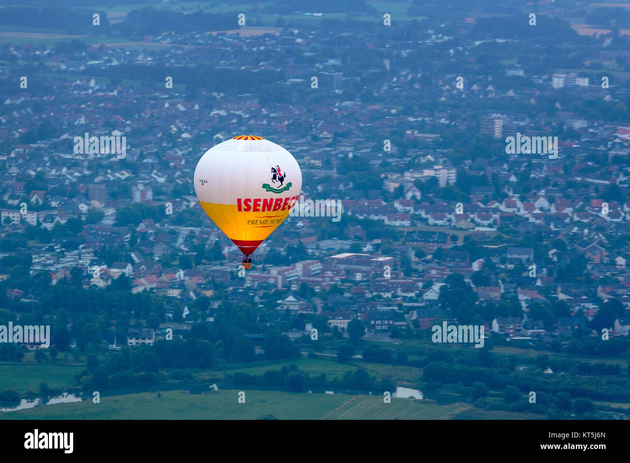 Heißluft-Ballon, Ballonfahrt über den Hammer Osten, Ballon Sport, Hamm, Ruhrgebiet, Nordrhein-Westfalen, Deutschland, Europa, Ruhrgebiet, Europa, aeri Stockfoto