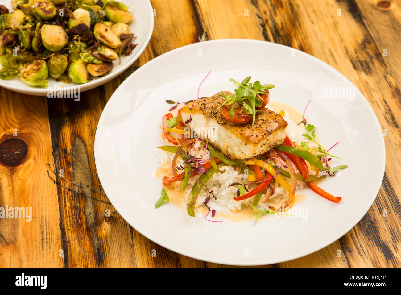 Kreolische sae Bass und gegrillten Rosenkohl, Rumfish & Vino, Ventura