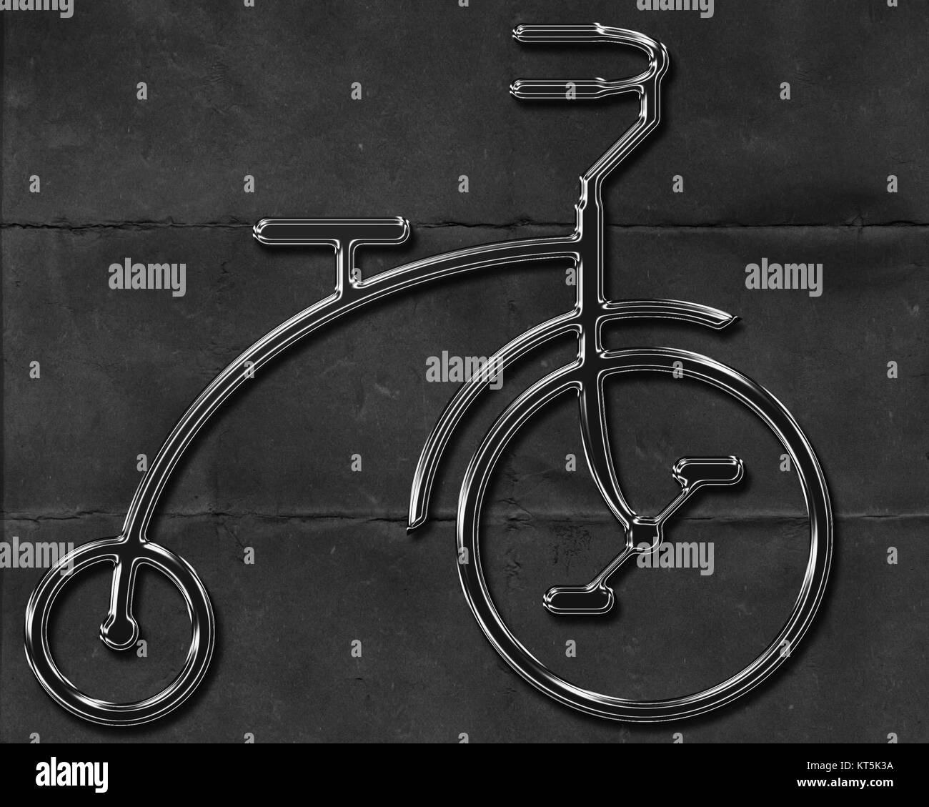 Fahrrad - Abstrakte metall Fahrrad auf abgenutzte schwarzer Hintergrund Stockfoto