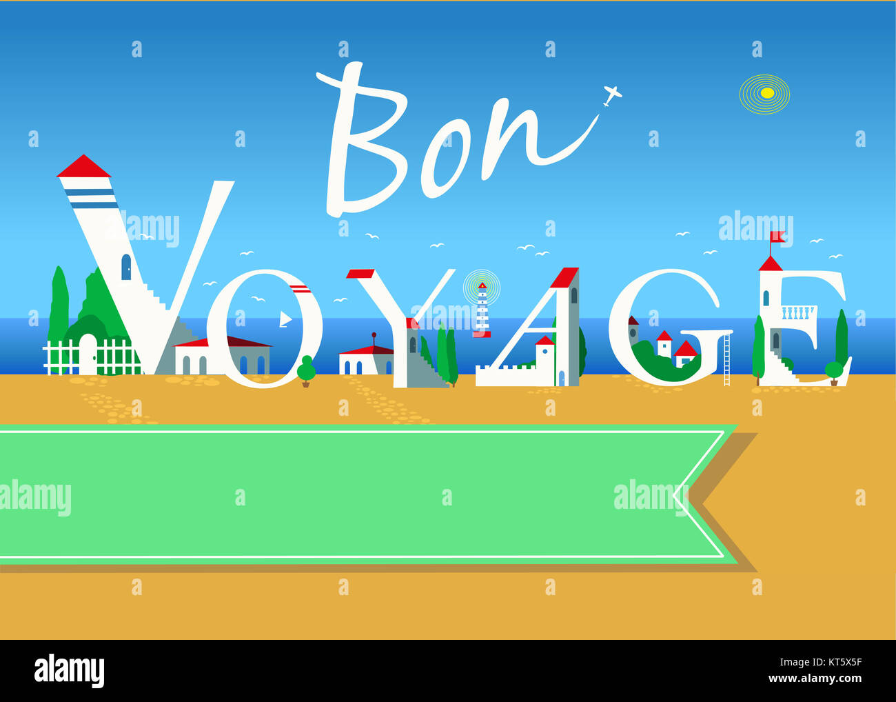 Bon Voyage. Travel Card Stockfoto