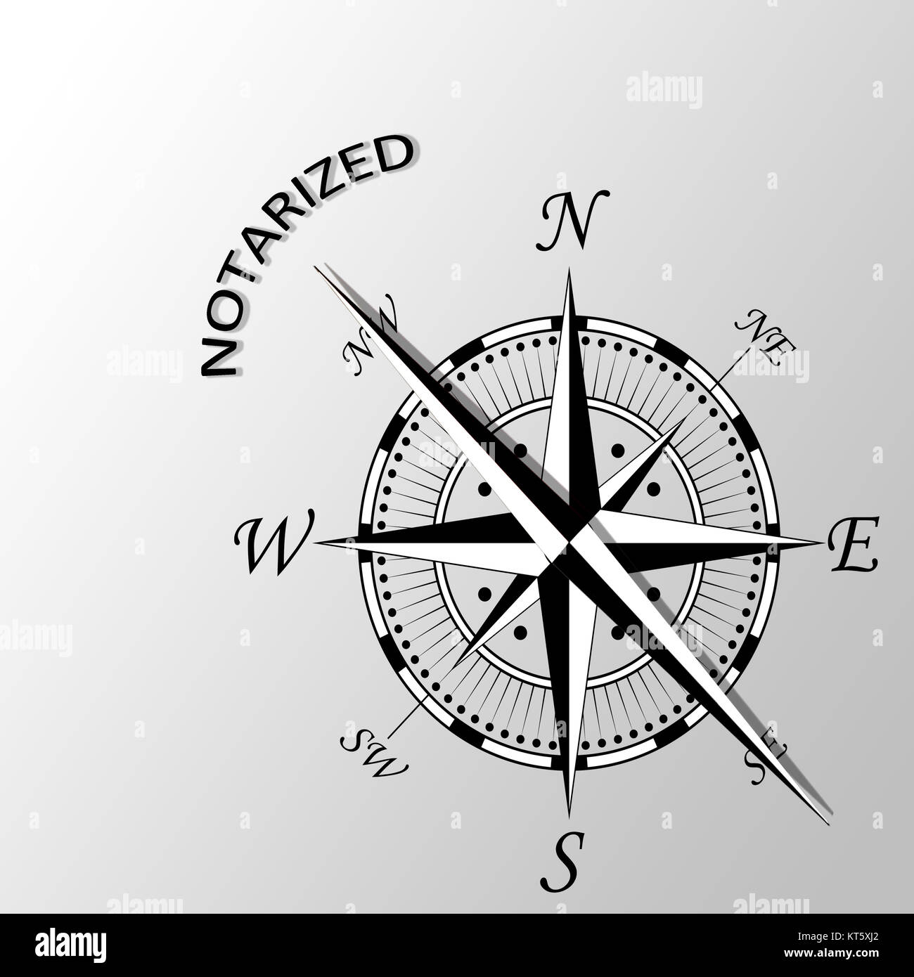 Illustration des notariell Wort geschrieben beiseite Kompass Stockfoto