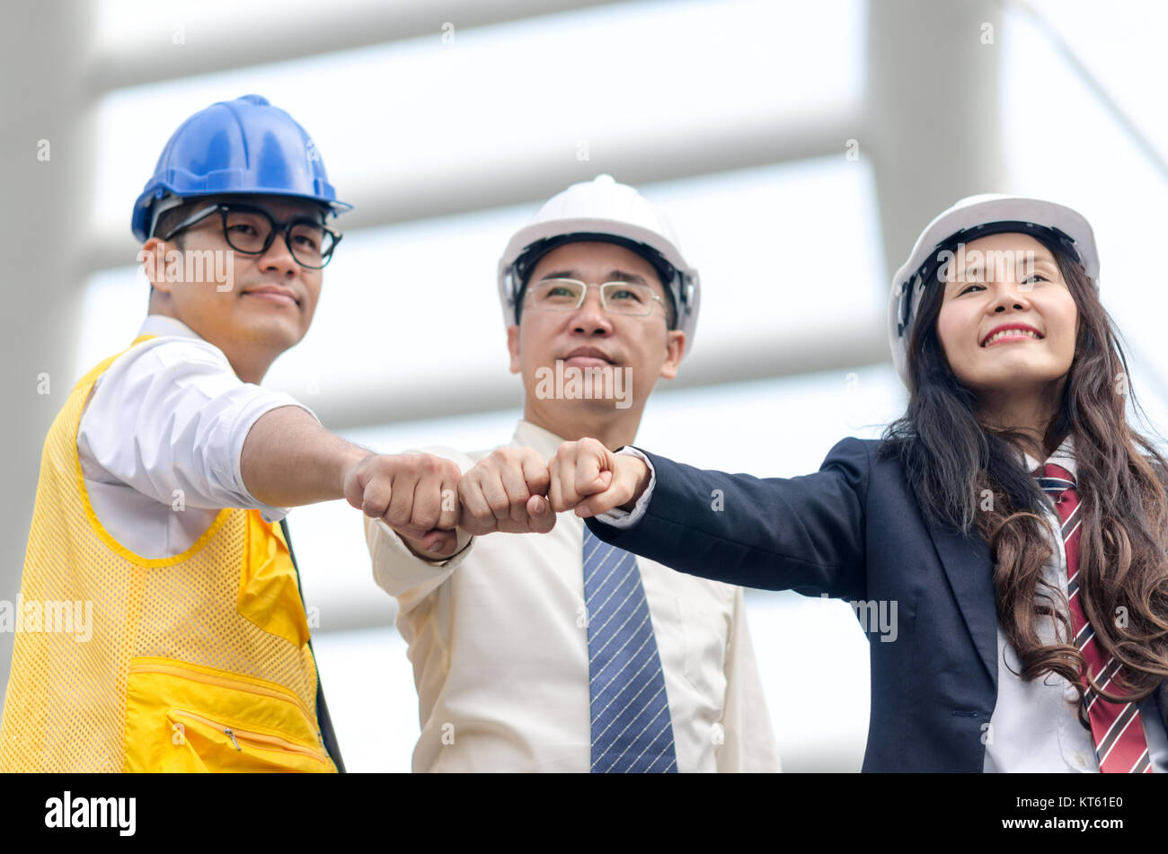 Gruppe von Architekten team Hände berühren. Selektive konzentrieren. Stockfoto