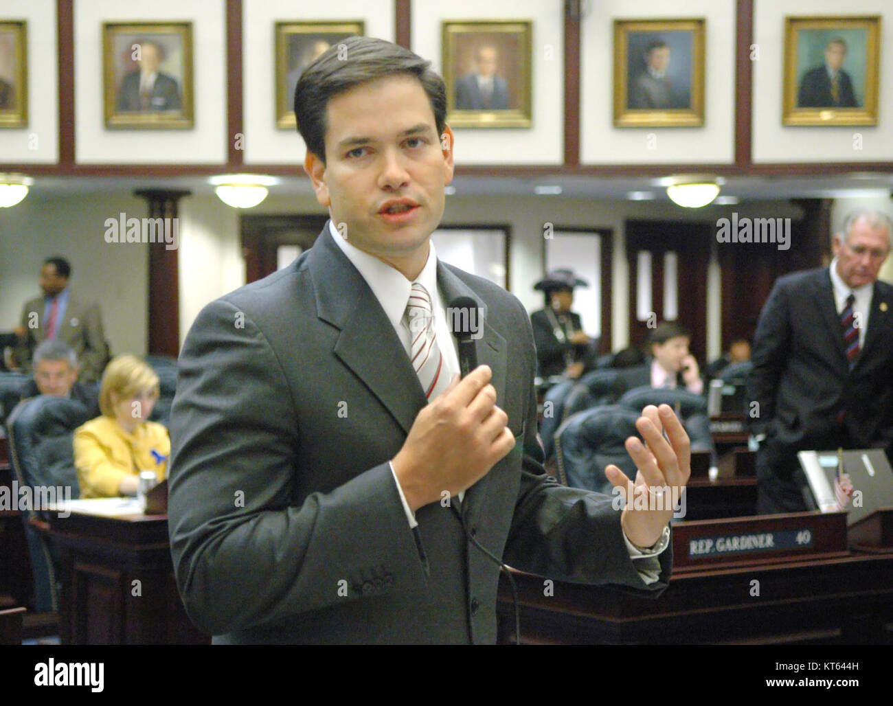 Marco Rubio, designierter Redner, spricht über die Gesetzgebung im Zusammenhang mit dem eminenten Bereich, wobei er sich auf rechtliche Aspekte und Auswirkungen auf Eigentumsrechte und Regierungsbehörden in den USA konzentriert Stockfoto