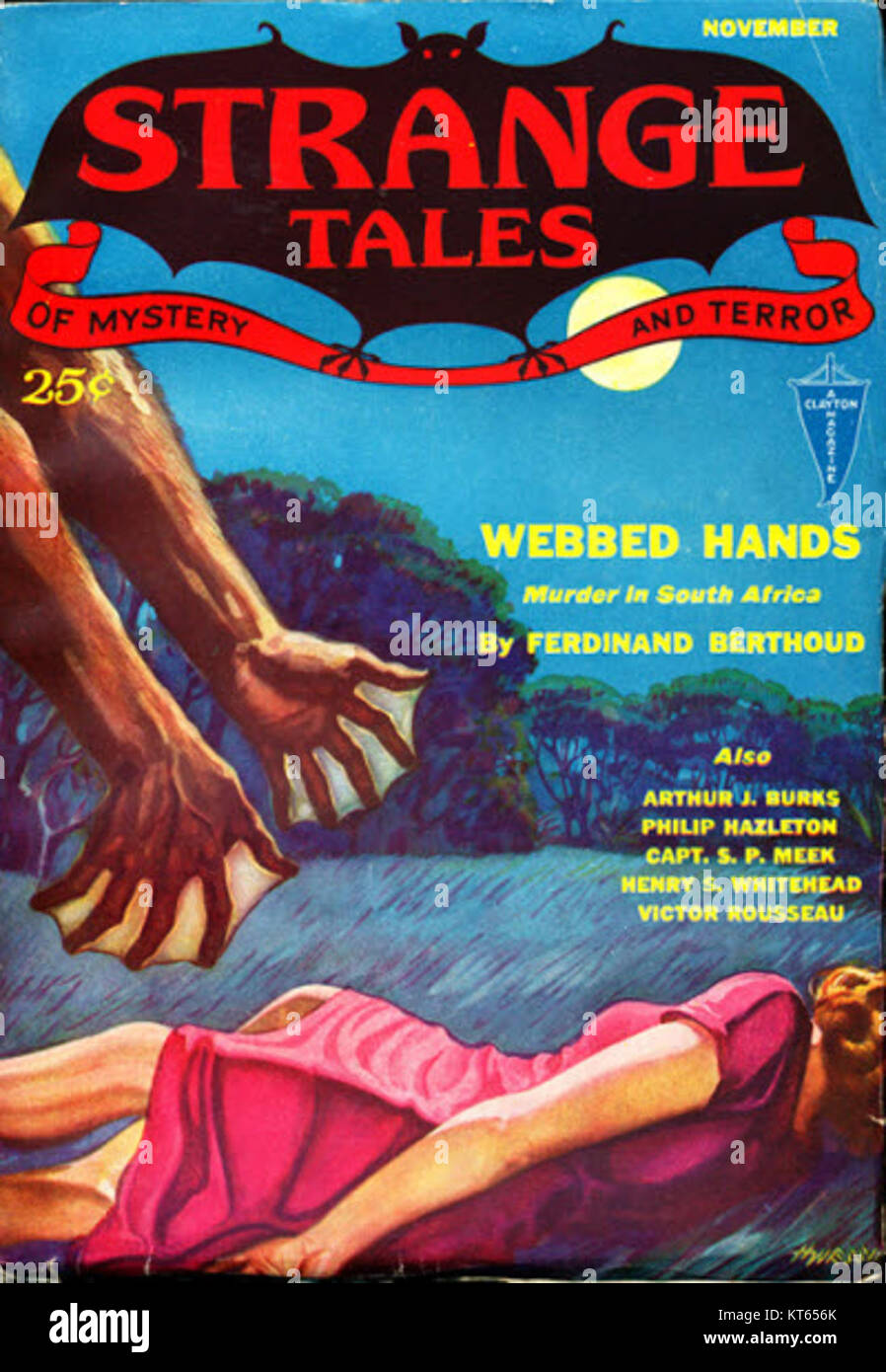 Strange Tales 1931, Band 1, Nummer 2, ist ein Vintage-Comic-Buch, das Teil der Horror- und Science-Fiction-Genres ist. Es enthält eine Reihe von kurzen, unheimlichen Geschichten, die Leser mit Spannung und Rätsel in ihren Bann ziehen. Stockfoto