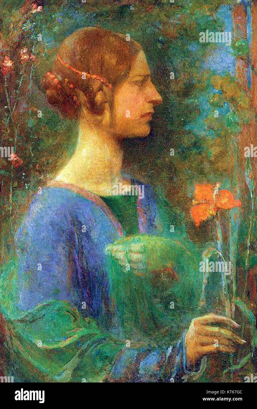 Die rote Lilie ist ein Gemälde von Clara Weaver Parrish, das für ihre Darstellungen von Natur und botanischen Themen bekannt ist. Das Gemälde zeigt eine leuchtende rote Lilie, die ihre Aufmerksamkeit für Farben und Blumendetails zum Ausdruck bringt. Stockfoto