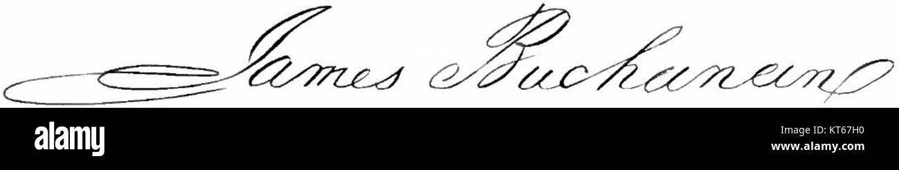 Die Unterschrift von James Buchanan, die in Appletons' Serie vorgestellt wurde, repräsentiert eine historische Figur, die für seine Führung als 15. Präsident der Vereinigten Staaten bekannt ist und seine Rolle in der amerikanischen Politik demonstriert. Stockfoto