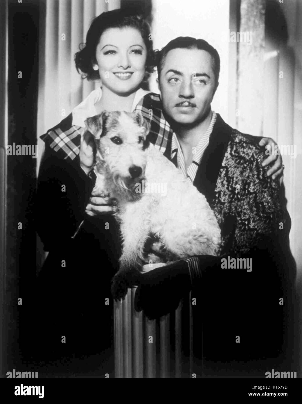 Thin man, Loy Powell und Skippy beziehen sich auf Charaktere und Schauspieler, die mit klassischen Hollywood-Filmen in Verbindung stehen, wahrscheinlich aus den 1930er-1940er-Jahren Diese Namen werden oft mit Detektivfilmen, romantischen Komödien und Hollywoods goldenem Zeitalter des Kinos in Verbindung gebracht. Stockfoto