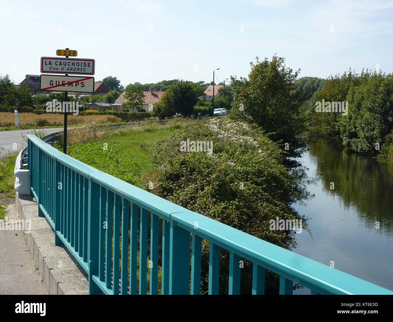 Ardres (Pas-de-Calais) Stadt limit sign La Cauchoise, Canal du Houet Stockfoto