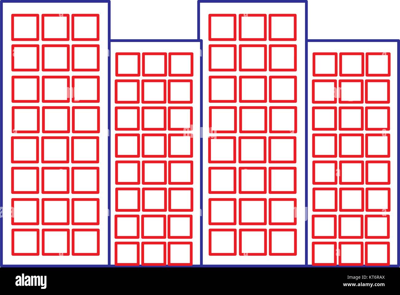 Gebäude Skyline der Stadt icon image Vector Illustration Design blau rote Linie Stock Vektor