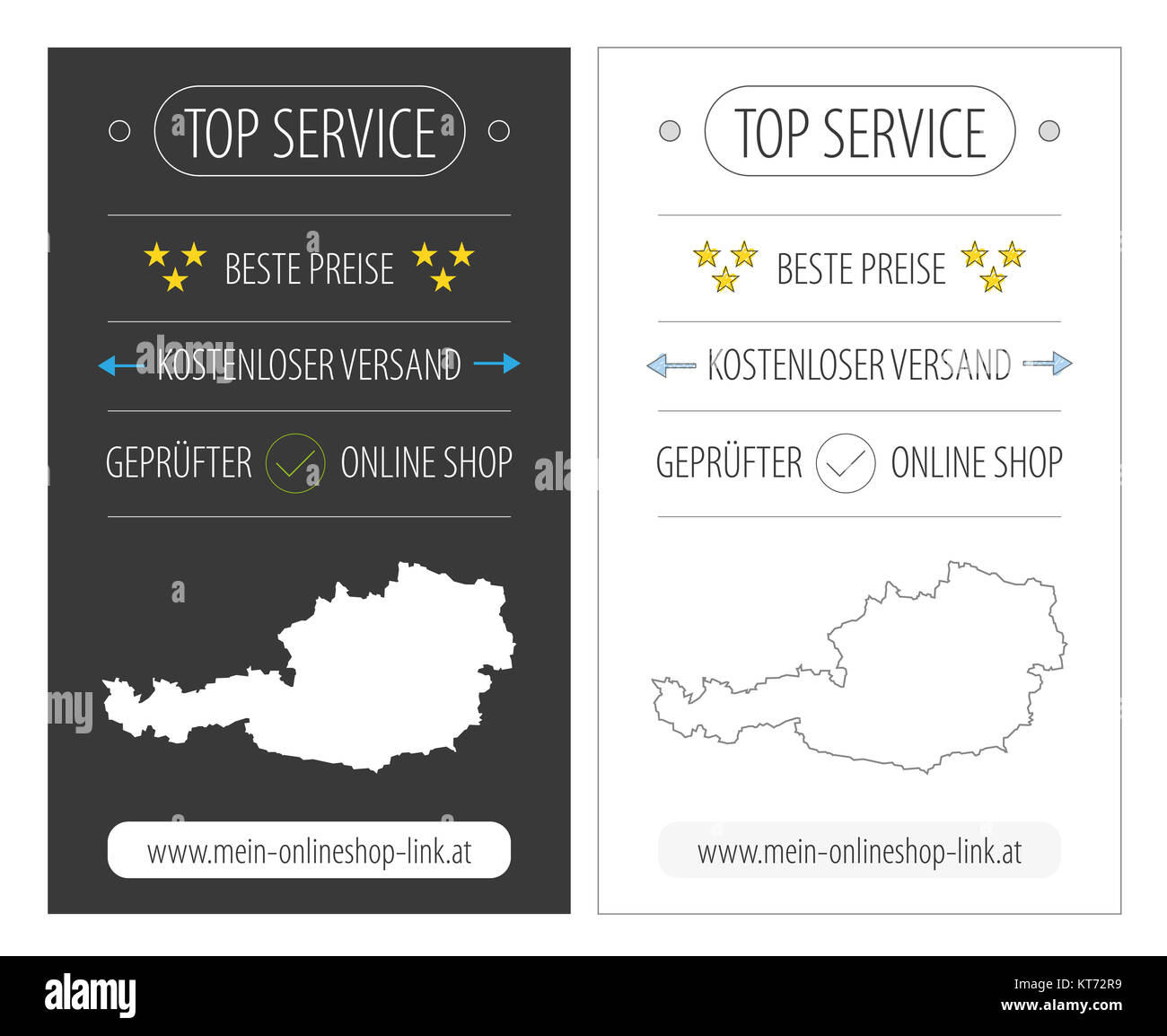 Österreichs Top-Service e-Commerce-Banner Abbildung in zwei Varianten Stockfoto